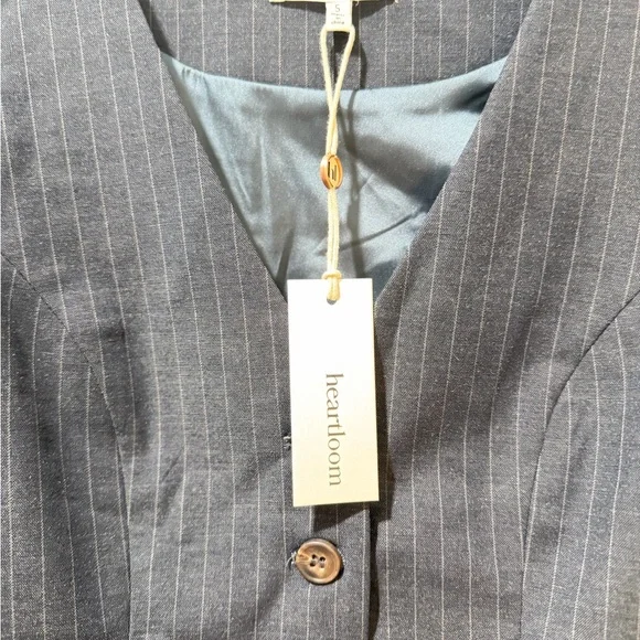 Heartloom Navy Pinstripe Vest and High-Waist Trousers Set - Picture 6 of 6